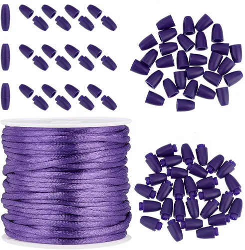 Miniatura 13 de PH PandaHall 30 Juego de Cierres Separables para Cordones, Cuerdas de Cordón de Nylon Dorado de 10m 2mm con Conectores de Barril de Plástico