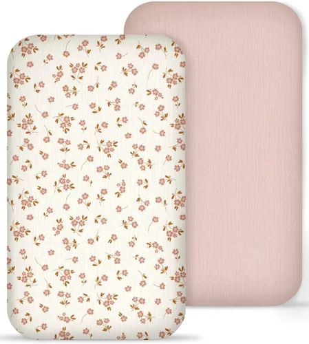 Miniatura 30 de Sábana de moisés para bebé niño y niña, sábanas ajustadas para colchón de moisés rectangular, ovalado, de reloj de arena, sábanas de cesta de Moisés