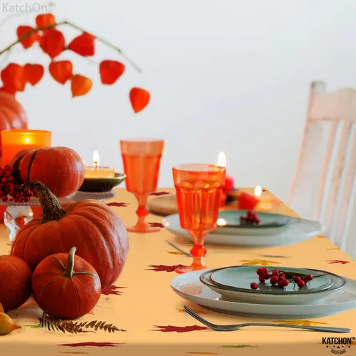 Miniatura 8 de KatchOn, Mantel rectangular desechable de Acción de Gracias, 87 x 51 pulgadas, paquete de 2, decoraciones de Acción de Gracias, mantel de plástico