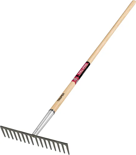Miniatura 7 de Truper 31353 Tru Built - Rastrillo de arco soldado con 14 dientes, mango de madera
