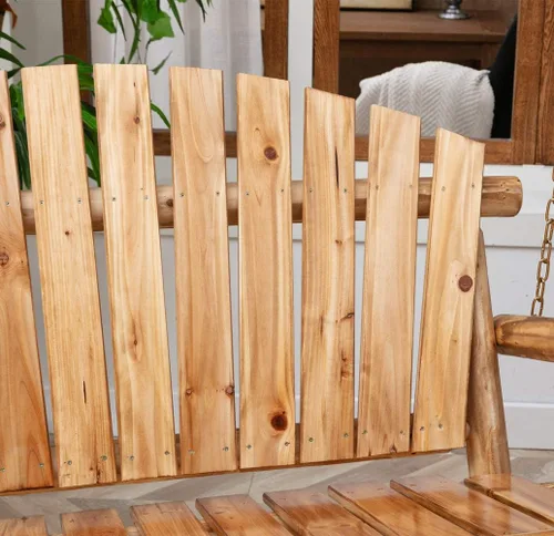 Miniatura 7 de Anraja Juego de columpios para exteriores, columpios de madera para adultos, asiento de porche colgante para patio trasero, patio, parque infantil