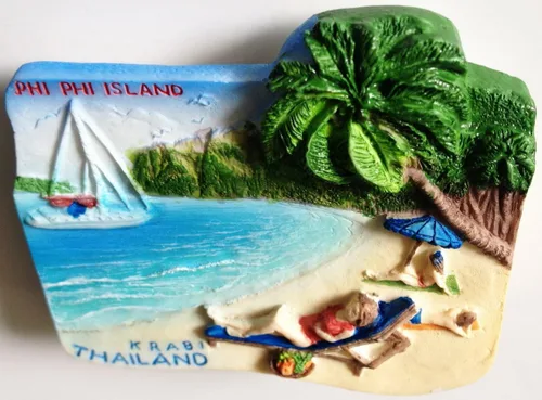 Miniatura 3 de WitnyStore Pequeño imán para nevera de Tailandia de 2 pulgadas de Isla Phi Phi en Krabi – Resina hecha a mano en miniatura 3D del sudeste asiático