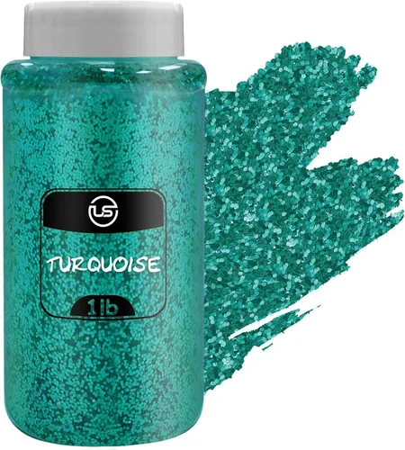 Brillantina a granel, purpurina fina turquesa para manualidades, resina y álbumes de recortes, botellas agitadoras de 1 libra/16 onzas, ideales para