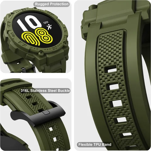 Miniatura 2 de Compatible con Galaxy Watch 5, Galaxy Watch 4 Band con funda de 1.732 pulgadas (1.732 in), correa protectora resistente de liberación rápida pulsera