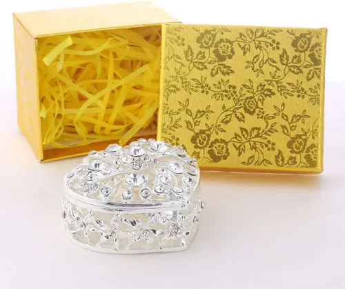 Miniatura 6 de YU FENG Bling Heart - Caja de joyería con bisagras coleccionables de cristal esmaltado con joyas