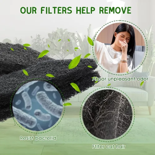 Miniatura 2 de Paquete de 12 Filtros de Carbón Compatibles con el Modelo 4, Filtros de Caja de Arena para Gatos de Repuesto para Absorber Olores, Controlar