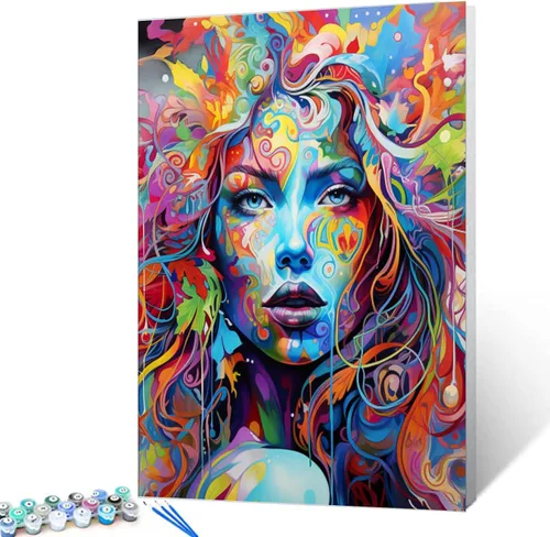 Graffiti - Kit de pintura de retrato por números, 16 x 20 pulgadas, lienzo de pintura al óleo para niños, estudiantes, adultos principiantes con