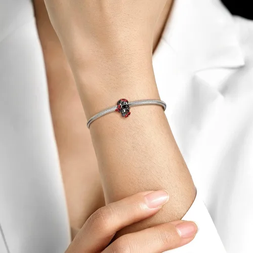 Miniatura 2 de AIEGNOS Dijes de calavera para pulsera de plata de ley 925 con diseño anatómico de corazón de pulmón, cerebro de calavera, esqueleto gótico
