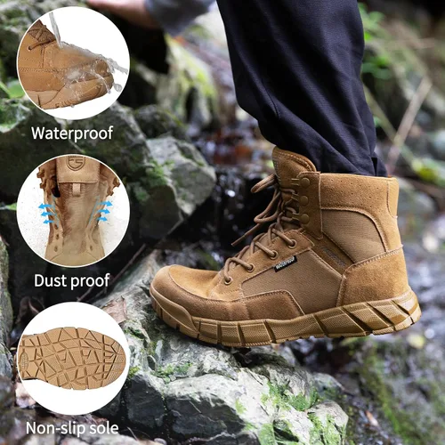 Miniatura 2 de FREE SOLDIER Waterproof Hiking Work Boots Men's Tactical Boots 6 Inches Lightweight Military Boots Breathable Desert Boots