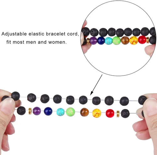 Miniatura 4 de ONESING 2-12 Pcs Chakra Bracelets for Women Lava Rock 7 Chakras Crystals and Healing Stones Bracelets 8mm Crystal Bracelets Yoga Beaded Bracelets