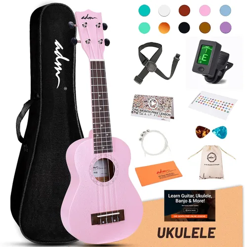 Miniatura 24 de ADM Ukelele para principiantes, kit de madera hawaiana para niños, adultos y estudiantes, pack profesional de ukalele con lecciones gratuitas, bolsa