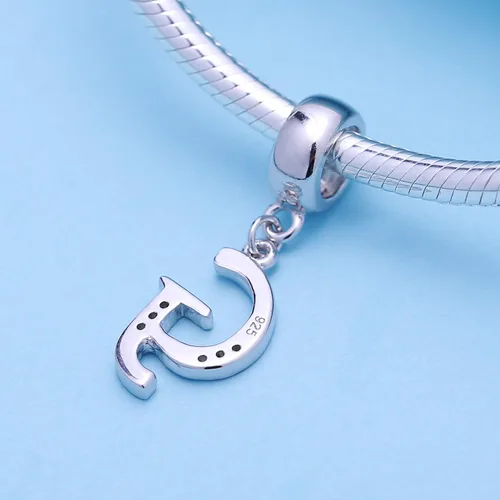 Miniatura 3 de SoulBeads - Colgantes de plata fina 0,925 de letra inicial, alfabeto A-Z. Dije con cristales compatibles con brazaletes europeos