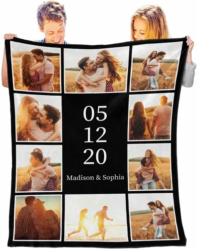 Miniatura 9 de D-Story Mantas personalizadas con fotos, regalos personalizados para parejas, regalos de aniversario y cumpleaños para esposa, marido, novia, novio