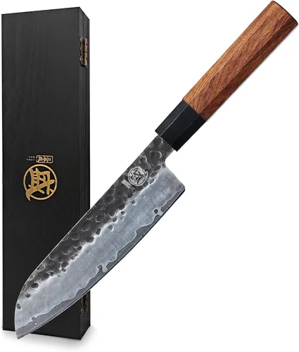 Miniatura 9 de MITSUMOTO SAKARI Cuchillo de chef Gyuto de 8 pulgadas, cuchillos de chef de cocina forjados a mano japoneses, acero de alto carbono 9CR18MOV de 3