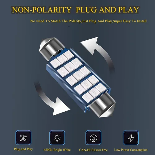 Miniatura 5 de Pack-2 focos LED extremadamente brillantes 578, 400 lm, 6500 K, chipsets 2835, 41 mm 42 mm (azul) para luces LED interiores de cúpula, mapa, puerta