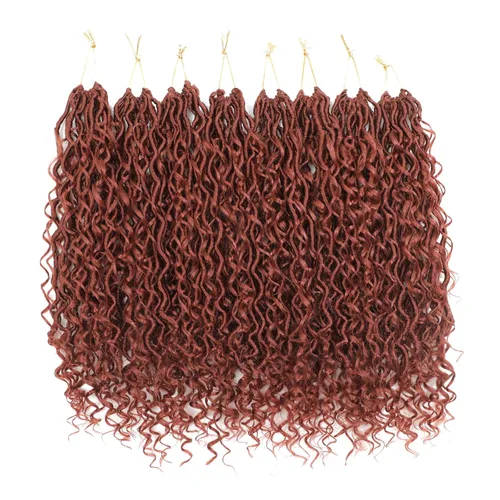 Miniatura 40 de 6 paquetes de cabello sintético rizado de Locs Crochet de 22 pulgadas, cabello de ganchillo estilo diosa, trenzas hippie sintéticas, extensiones