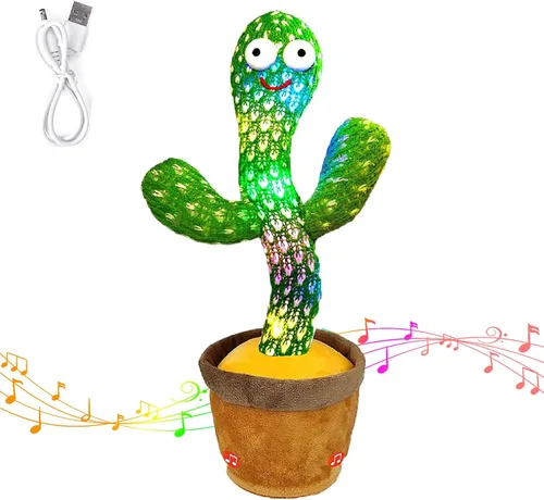 Miniatura 10 de Cactus bailarín, juguete de cactus parlante, juguete electrónico que repite lo que dices con iluminación, grabación y imitación, juguete de peluche