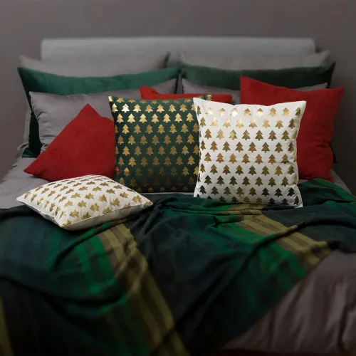 Miniatura 6 de JWH Fundas de almohada decorativas de árboles de Navidad, con estampado dorado, funda de almohada decorativa de estrellas, funda de almohada