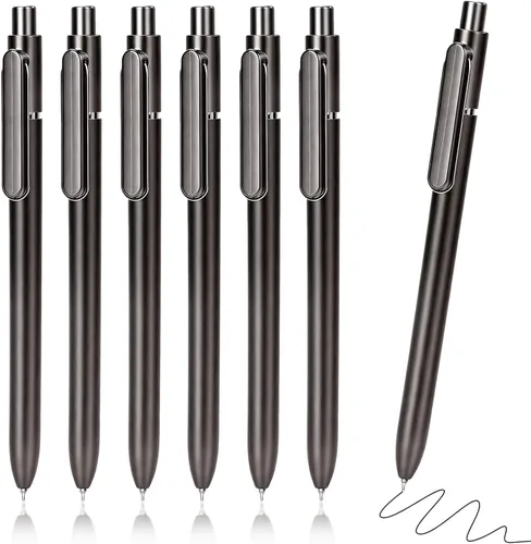 Yuxingrong - Paquete de 6 bolígrafos de gel negros retráctiles, bolígrafos de tinta de gel negra de 0.020 in, bolígrafos de tinta de gel negro a