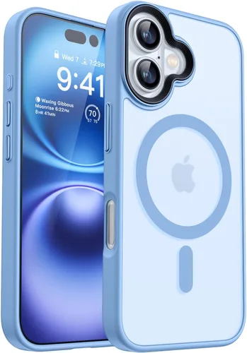 Miniatura 35 de CANSHN Funda magnética para iPhone 15 [compatible con MagSafe y probada contra caídas de grado MIL], funda delgada translúcida mate, antiarañazos, a