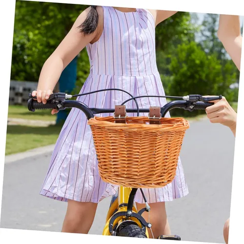 Miniatura 2 de INOOMP Small Bike Basket Detachable Handmade Front Handlebar Storage for Boy Girl Natural Willow Material for Outdoor Cycling and Daily Use