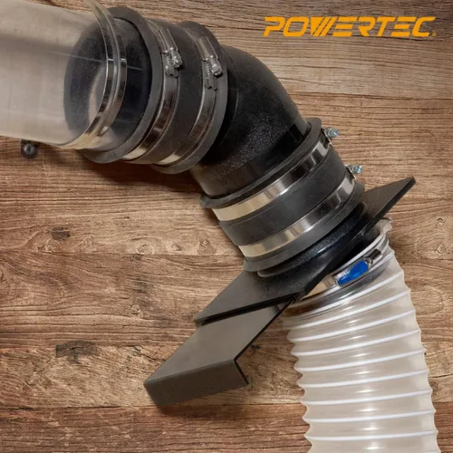 Miniatura 5 de POWERTEC 70363, compuerta de regulación de tiro de 4 pulgadas con manguito flexible de control de polvo para accesorios de colector de polvo