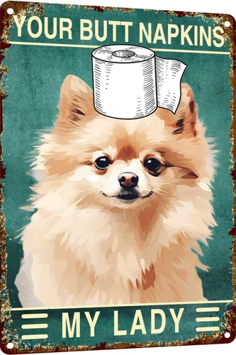 Miniatura 21 de Letrero de metal con texto en inglés "Dog Border Collie Are You Pooping", letrero vintage divertido retro de aluminio para el hogar, cocina, baño