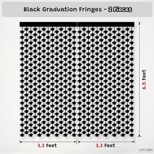 Miniatura 2 de Decoraciones de graduación 2026 – Paquete de 2, 3.3 x 6.5 pies, cortina de flecos de lámina metálica con tapa de graduación, decoraciones de gorra
