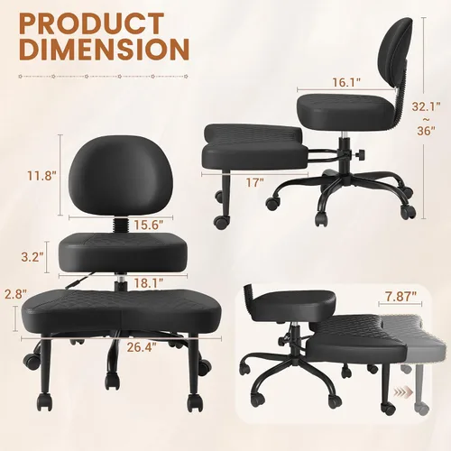 Miniatura 2 de Silla ergonómica de oficina con patas cruzadas con ruedas, sillas de meditación de altura ajustable para TDAH, yoga y trabajo de escritorio, asiento