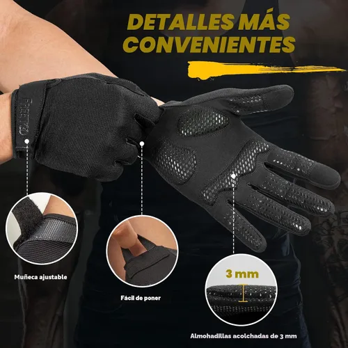 Miniatura 2 de FREETOO Guantes de entrenamiento de dedo completo para hombres, guantes de gimnasio acolchados con excelente agarre y protección de palma