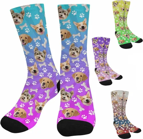 Miniatura 65 de Artsadd Calcetines personalizados para mujeres y hombres, amantes de los perros y gatos, regalos divertidos unisex personalizados