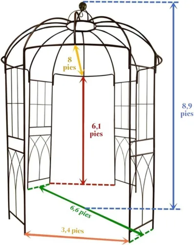 Miniatura 5 de OUTOUR glorieta de metal de 4 lados con diseño de pajarera para exteriores