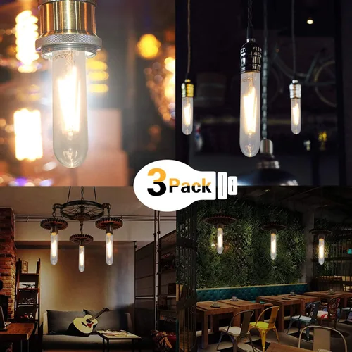 Miniatura 5 de Bombillas LED T10 Edison - Blanco cálido, 2700 K, regulables, estilo vintage, equivalente a 4 W incandescentes de 40 W, base E26, paquete de 3