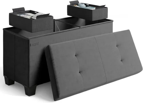 Miniatura 68 de Cubo otomano de almacenamiento con cubo pequeño, otomana cuadrada de 15 pulgadas con almacenamiento para sala de estar y dormitorio, reposapiés