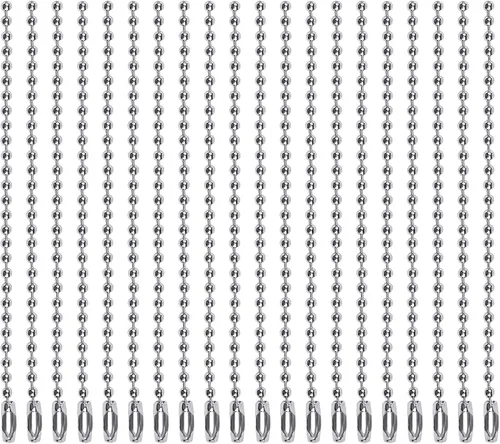 20 cadenas de cuentas de bola, cadenas de bolas de extensión de acero inoxidable, conectores de cuentas de metal, etiquetas para llavero para