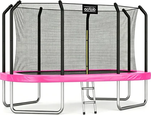 Miniatura 8 de AOTOB Trampolín rectangular de 12 pies/14 pies – Trampolines perfectos para exteriores para niños – Tranpoline estilo gimnasia con recinto