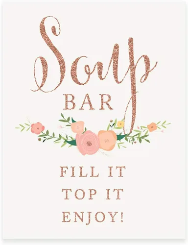 Miniatura 90 de Andaz Press Letreros de fiesta de boda, purpurina de oro rosa sintético con flores, 8.5 x 11 pulgadas, resalta tu versículo bíblico favorito