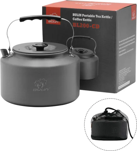 Miniatura 5 de Bulin 1.6L/2.2L Camping Hervidor Aleación de Aluminio Abierta Campfire Café Té Pot Calentamiento Rápido Equipo al aire libre para agua hirviendo