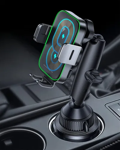 Miniatura 8 de APPS2Car Cargador inalámbrico de doble bobina para automóvil, sujeción automática de 15 W, soporte de carga inalámbrica para teléfono, soporte