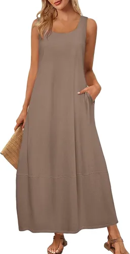 Miniatura 8 de Vestidos de iglesia para mujer 2025, casual, holgado, sin mangas, largo, fluido, vestido de verano con bolsillos