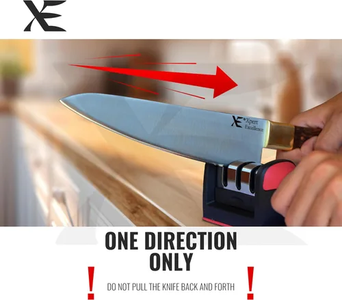 Miniatura 7 de XE - Afilador de cuchillos de cocina – Afiladores de cuchillos manuales de 3 etapas para afilar cuchillos para el hogar y el restaurante, piedra