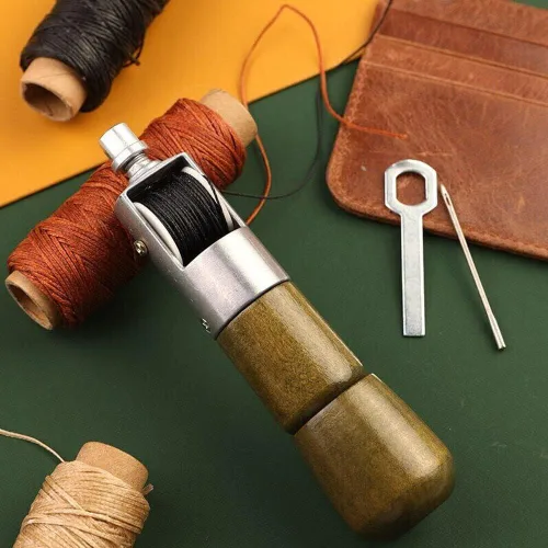 Miniatura 3 de Kit de hilo de coser de cuero con hilo encerado, herramienta manual de costura rápida (tipo 1)