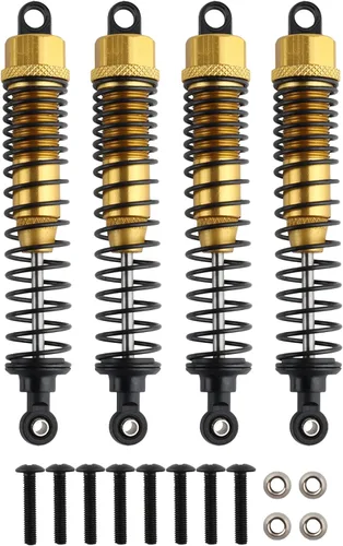 Miniatura 17 de 4 amortiguadores delanteros y traseros, suspensión ajustable de 3.858 in de aluminio para autos RC 1/10 HSP 94166 94106 94107 94155 94170 Buggy Rojo