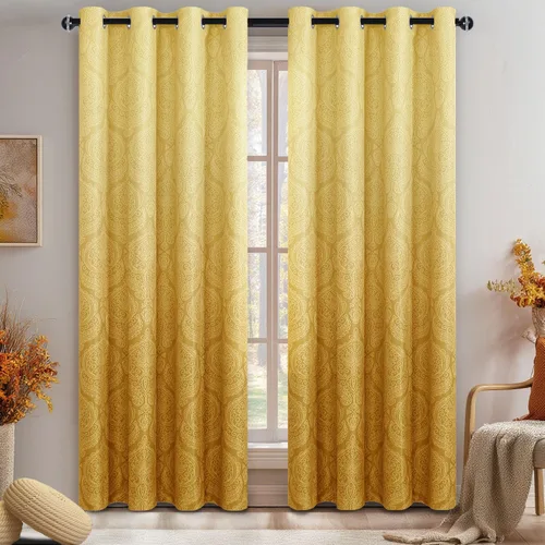 Miniatura 19 de DWCN - Cortinas blackout para dormitorio, diseño de damasco con aislamiento térmico y ojales, para sala de estar, juego de 2 paneles de cortina Gris