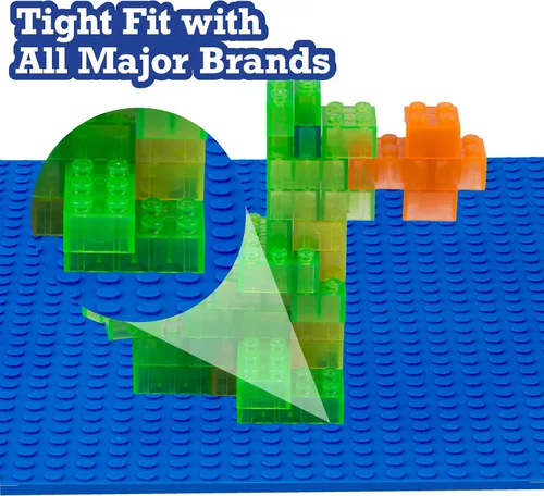 Miniatura 3 de Placas base clásicas para ladrillos de construcción – Juego de 6 placas de construcción grandes de 10 x 10 pulgadas (multicolores) – Conectividad