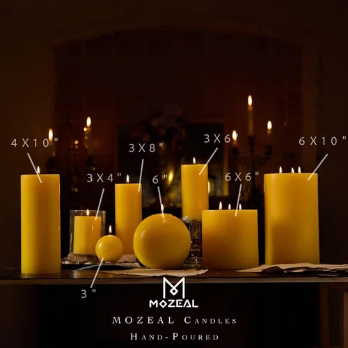 Miniatura 3 de MOZEAL 7.6 cm x 20.3 cm Vela grande sin aroma vertida a mano, juego de 2 velas rústicas sin humo en forma de pilar, combustión lenta, sin goteo
