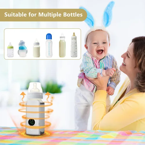 Miniatura 2 de Calentador de biberones portátil para viajes – Moclever Calentador de leche para bebés recargable por USB, calentador de leche materna alimentado