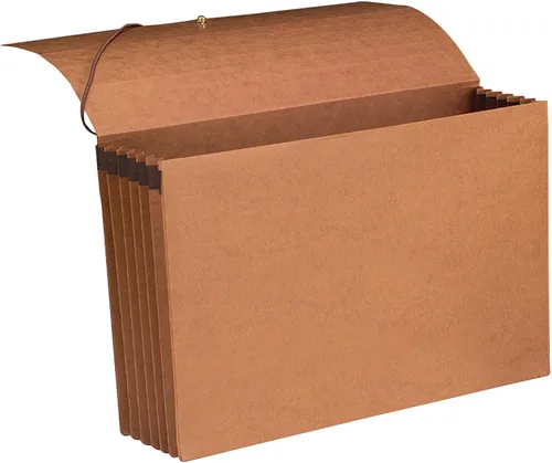 Smead Cartera expansible 100% reciclada con solapa y cierre de cordón, reforzada, expansión de 5-1/4", tamaño legal, cuerda roja, 10 por caja (71199)
