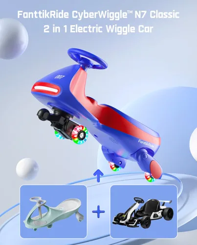 Miniatura 2 de FanttikRide N7 - Coche eléctrico clásico con pedal, batería recargable, juguetes para montar, auto oscilante, 2 velocidades, antivuelco, ruedas