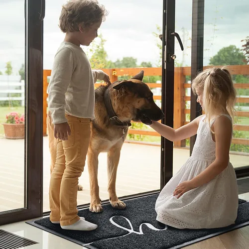 Miniatura 6 de Tapete para Puerta (30"x17.5", Negro), Tapete de Bienvenida de Perfil Bajo Tapete de Entrada Tapete de Piso Alfombras Antideslizantes para Entrada